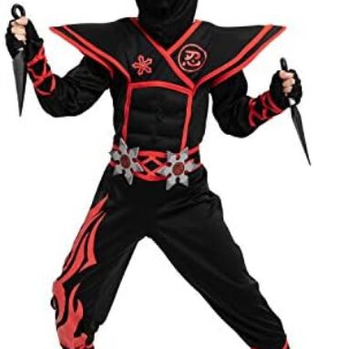 Unleash the Stealth with our Red Ninja Muscle Costume Set!